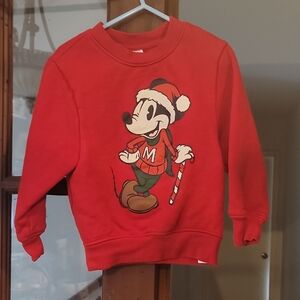 Red Mickey Mouse Christmas Sweatshirt, Size XS Kids